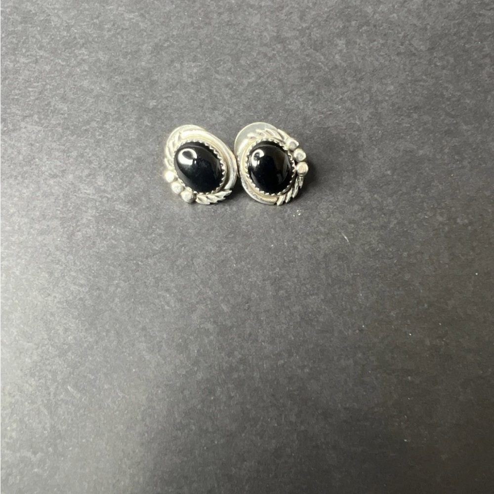 Vintage Sterling Silver Earrings Black Onyx 925 earrings, Fancy 5.48g